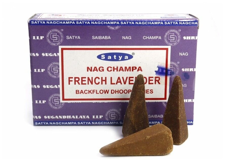 Ароматические благовония пуля Satya Сатья Французская Лаванда French Lavender, стелющийся дым, 10 шт