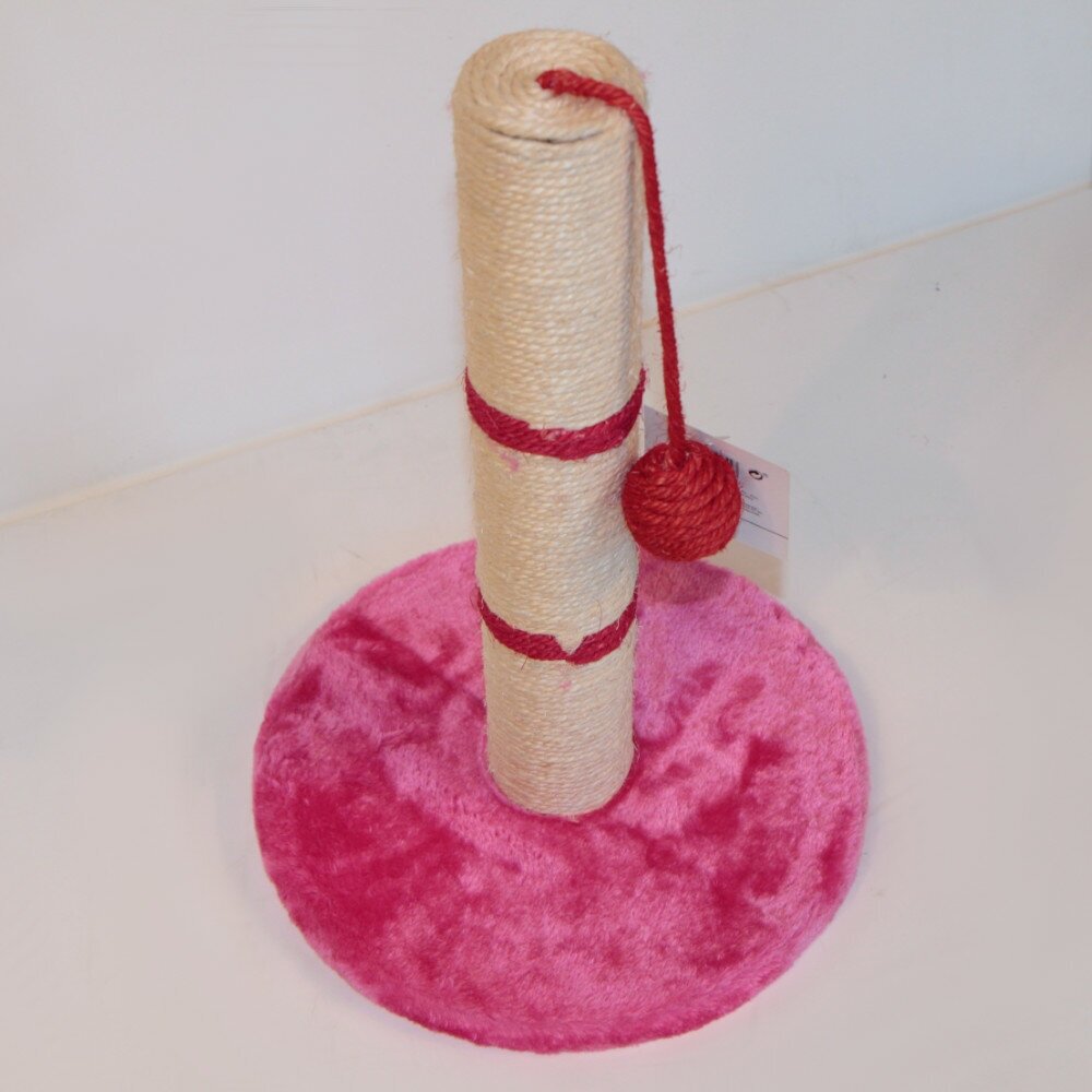 Когтеточка-столбик 30х30х45 см, с игрушкой, розовый - фотография № 2