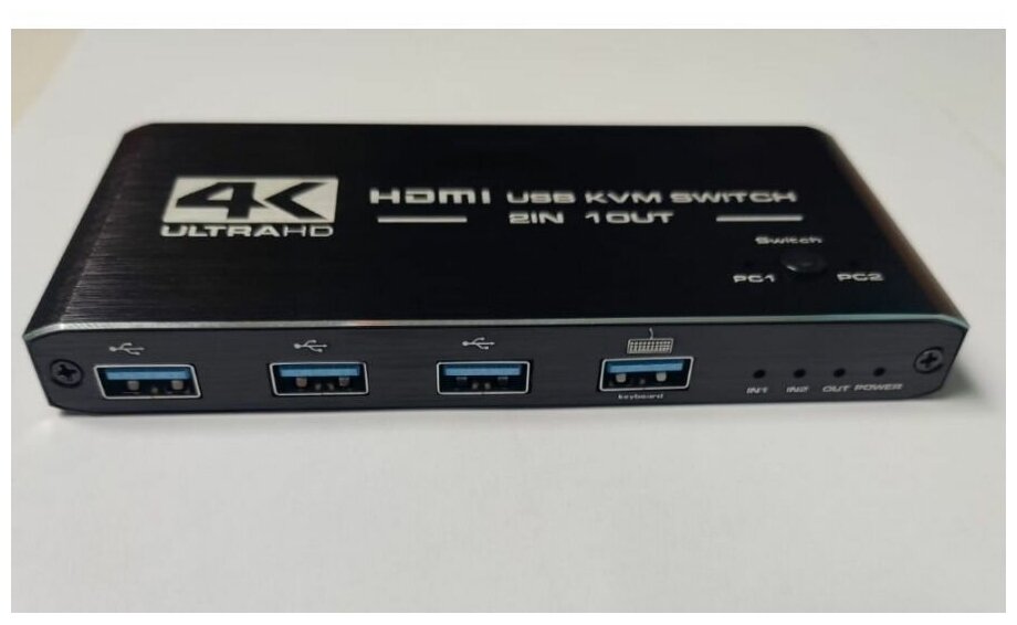 Переключатель KVM switch HDMI+USB 2-1. Для 2х ПК на 1 монитор. HDMI v.2.0b, 2k-4k