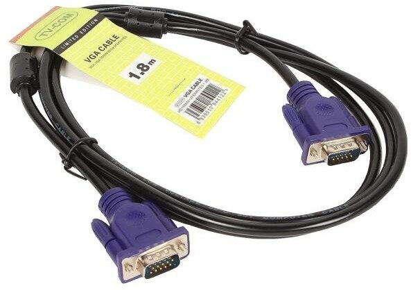 Кабель VGA 1.8м VCOM Telecom круглый черный QCG120H-1.8M/QCG341AD - фото №1