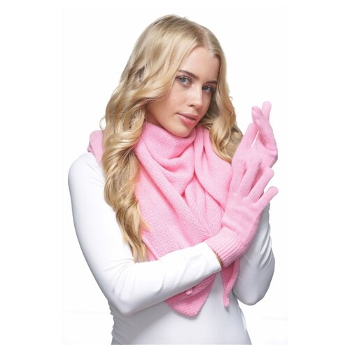 фото Перчатки женские вязаные lambonika мими цвет: розовый, размер: 6,5