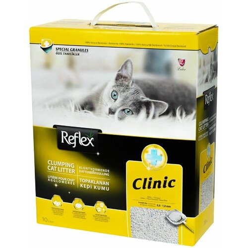 Reflex 10 л комкующийся бентонитовый наполнитель для кошачьего туалета с антибактериальным эффектом 2 шт