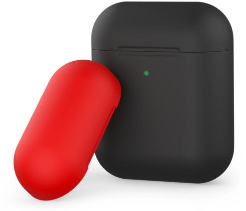Силиконовый чехол Deppa для AirPods двухцветный (Черный/Красный) арт.47015