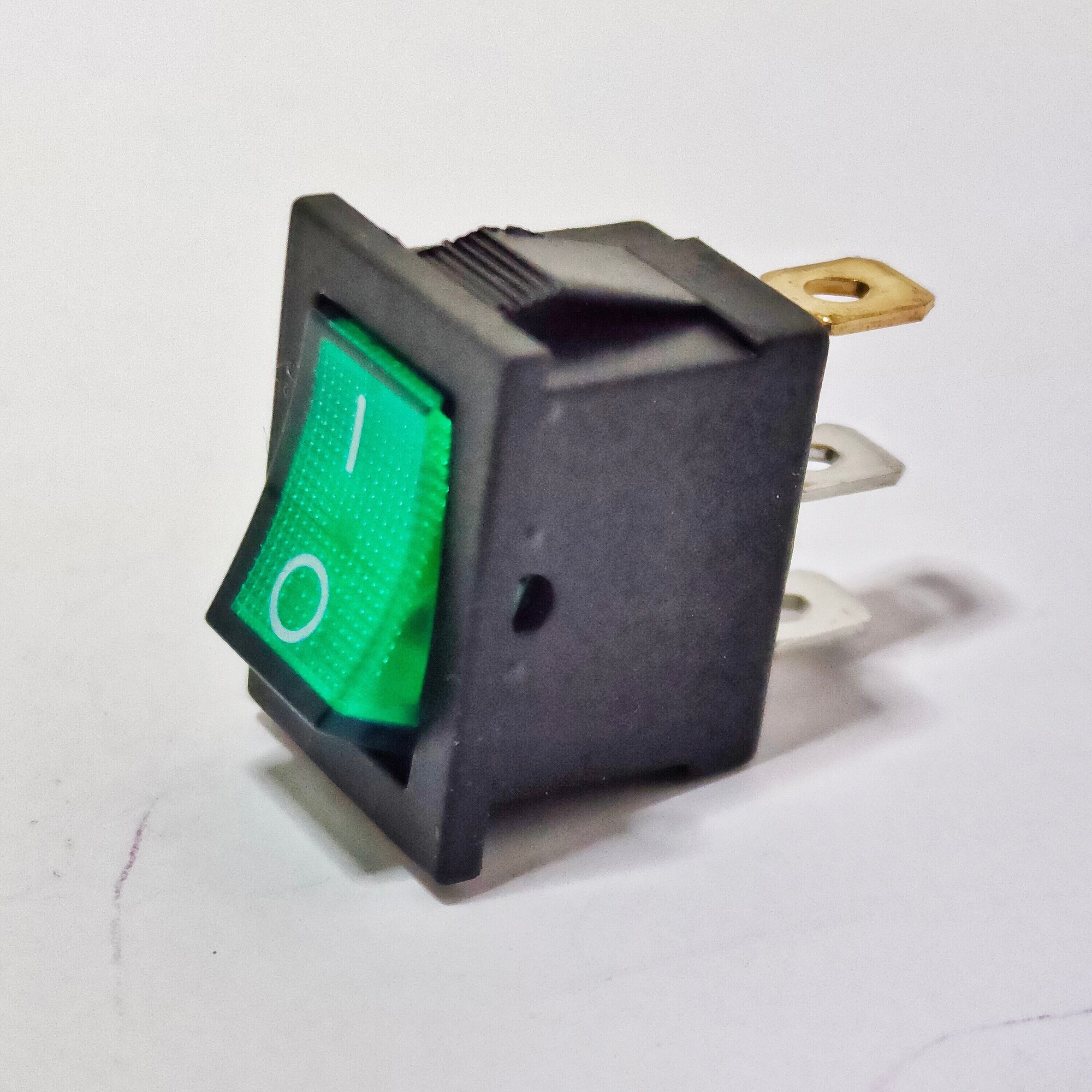 Выключатель клавишный 12В мини с подсветкой 15А зеленый (комплект с клеммами и термоусадкой) - фотография № 6