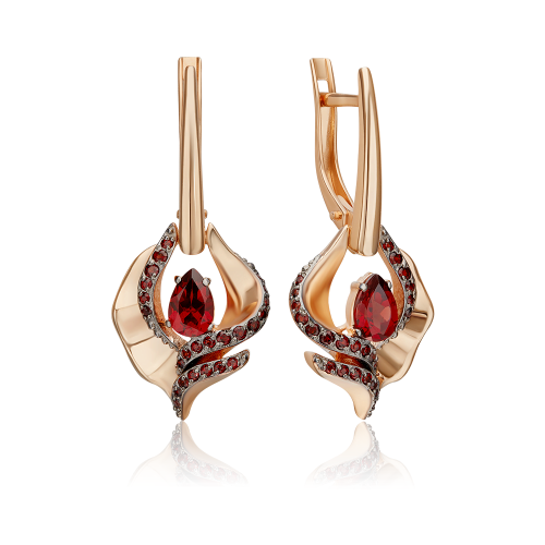 PLATINA jewelry Серьги из красного золота с гранатом 02-5181-00-204-1110