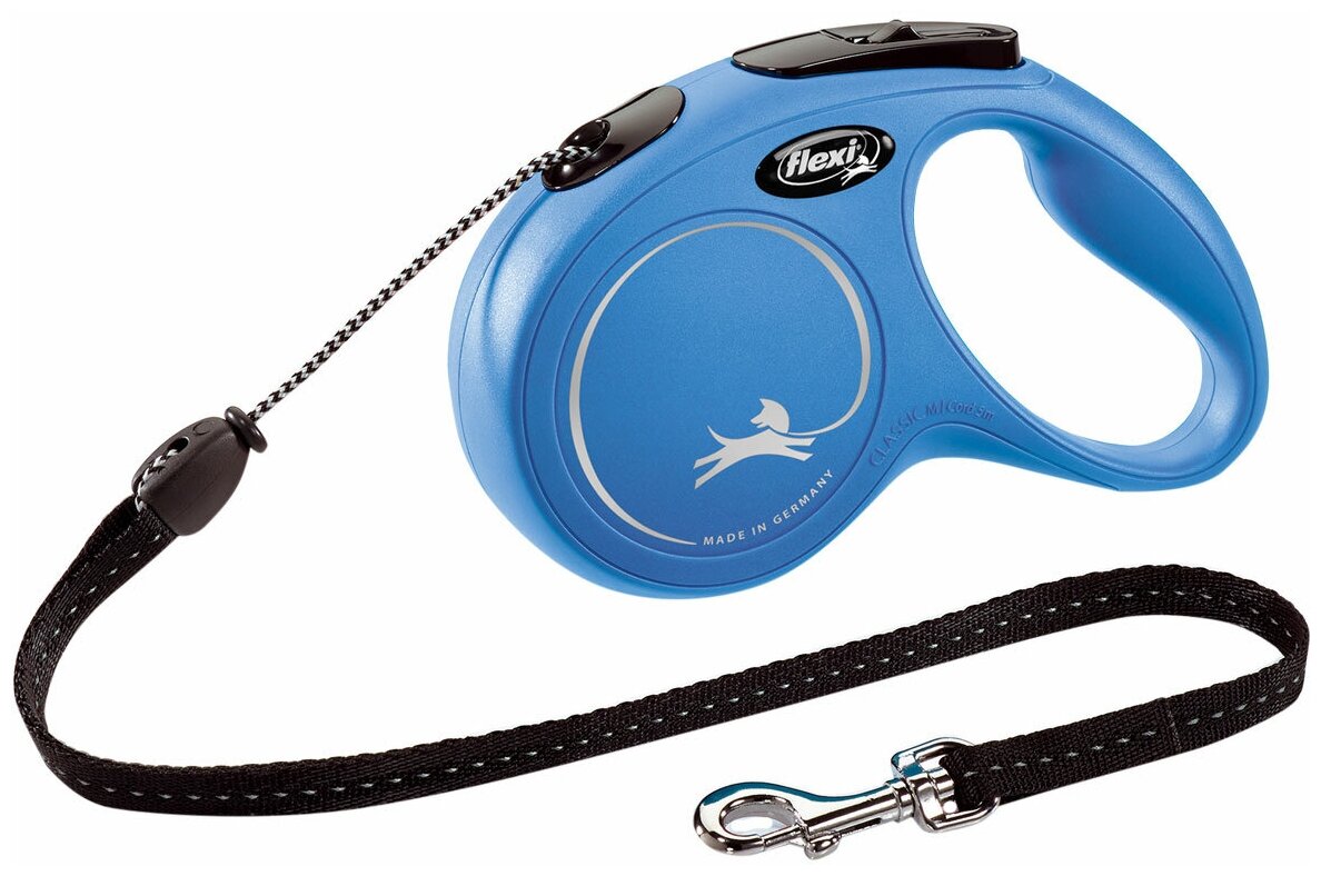 Поводок-рулетка для собак Flexi New Classic M тросовый синий 5 м до 20 кг - фотография № 16