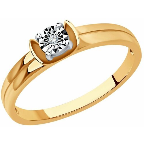 Кольцо SOKOLOV, комбинированное золото, 585 проба, бриллиант, размер 17.5 кольцо из золота с бриллиантом 11 01440 1000 размер 17 мм