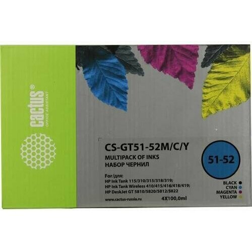 Чернила Cactus CS-GT51-52M/C/Y original new m0h50a m0h51a printhead for hp gt5810 gt5820 gt5822 ink tank 116 310 311 315 316 318 410 411 415 416 418 print head