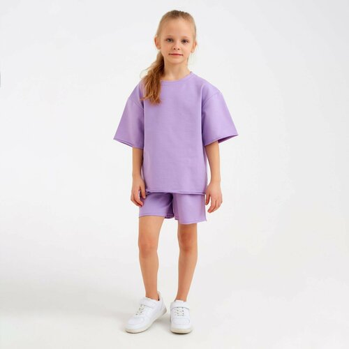 Комплект одежды Minaku, футболка и шорты, повседневный стиль, размер 158, фиолетовый