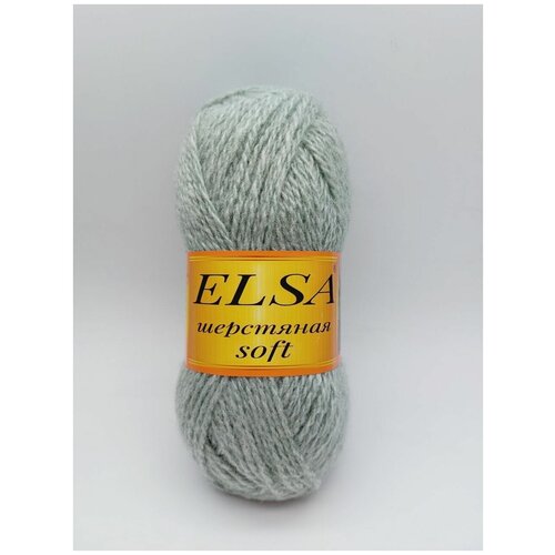 Пряжа для вязания Elsa шерстяная soft (Эльза софт), 1 моток, Цвет: Мята, 70% шерсть, 30% акрил, 100 г 250 м