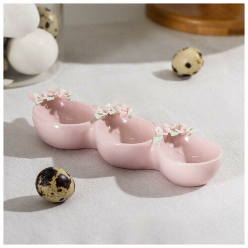 Менажница керамическая 3 ячейки Кролик 2073 см цвет розовый 1395₽