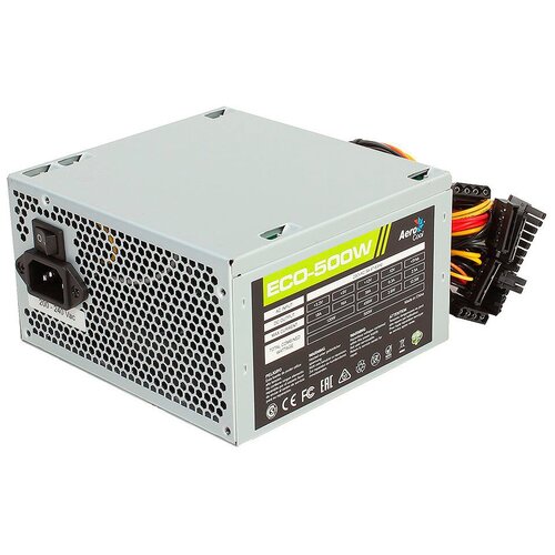 Блок питания Aerocool ATX 500W ECO-500 244pin 120mm fan 3xSATA RTL 289700₽