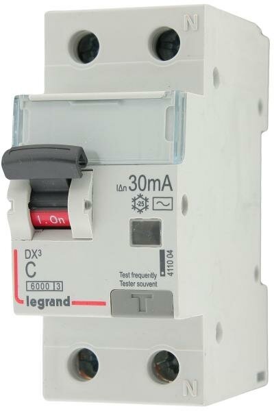 Выключатель дифференциального тока Legrand DX3 1П+Н C25А 30MA-AC 411004