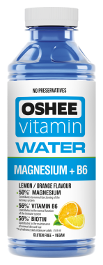 Oshee 0,56л./6шт. Вода витаминизированная Лимон и Апельсин VITAMIN WATER 555 ML MAGNESIUM LEMON/ORANGE. Вода витаминизированная