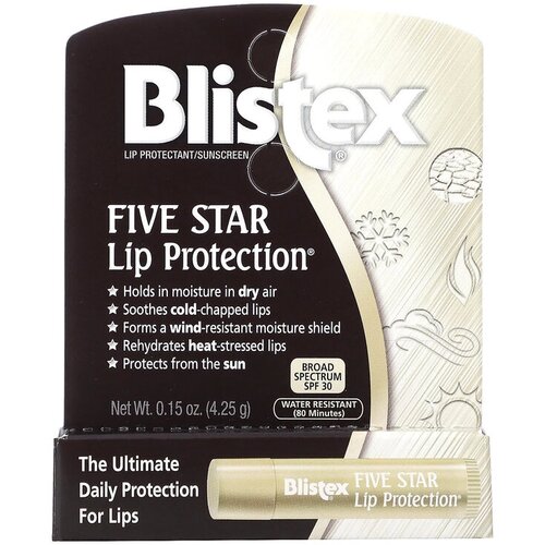 Blistex, Бальзам для губ, защита для губ Пять звезд, SPF 30, 4,25 г бальзам для губ защитный natura botanica от ветра и мороза 10 г