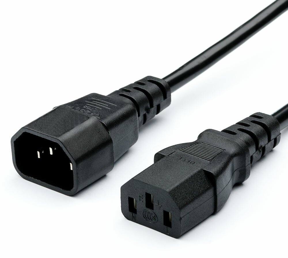 Кабель питания GoPower C14 (m)-C13 (f) 1.8м ПВХ 0.75 мм удлинитель черный (1/10/100) GoPower 00-00024537