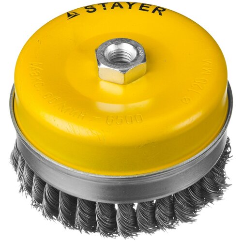 STAYER ″PROFESSIONAL″. Щетка чашечная усиленная для УШМ, жгутированная стальная проволока 0,5мм, 120ммхМ14