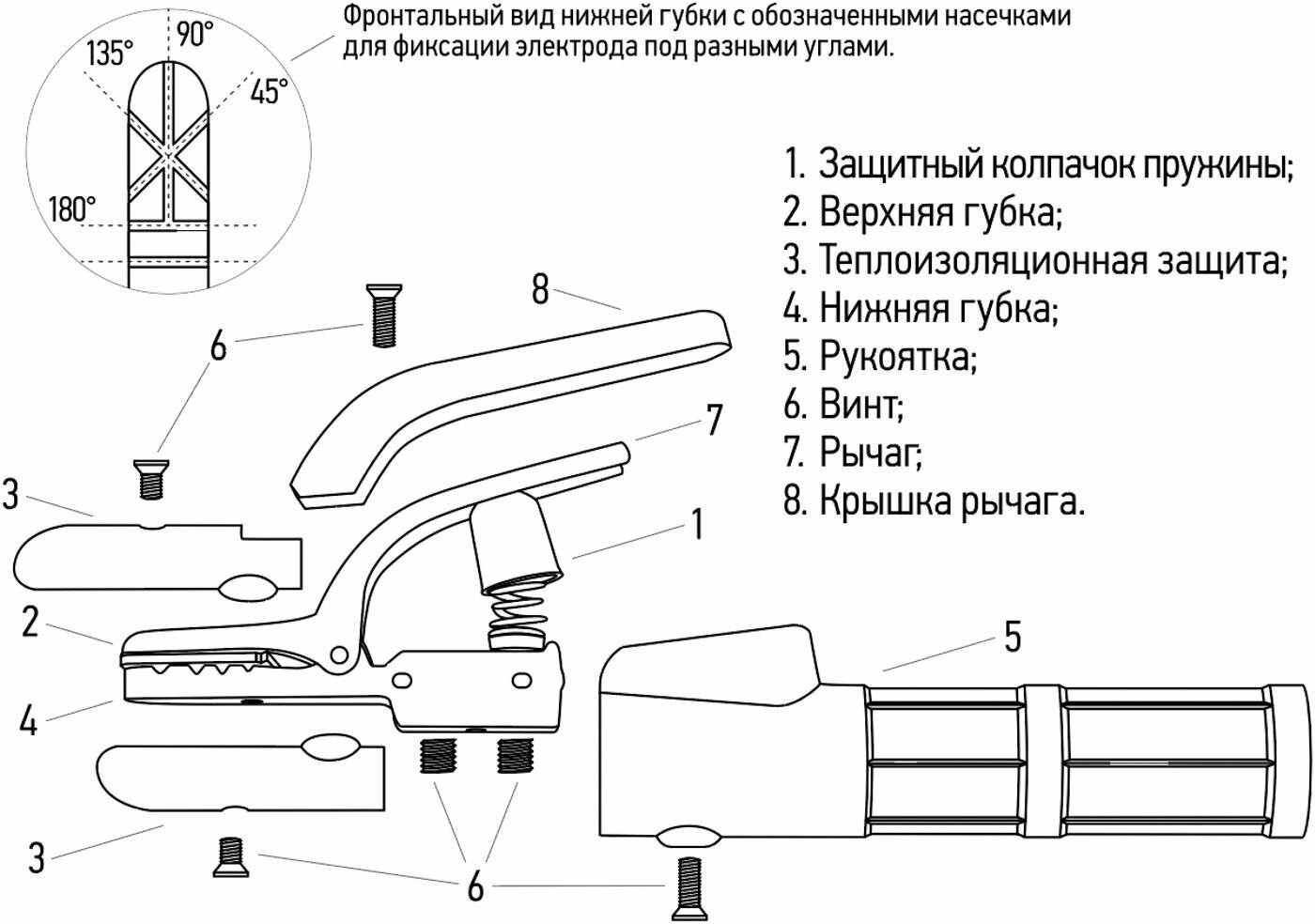 Держатель электрода Rexant / держак сварочный / электрододержатель для зажима кабеля