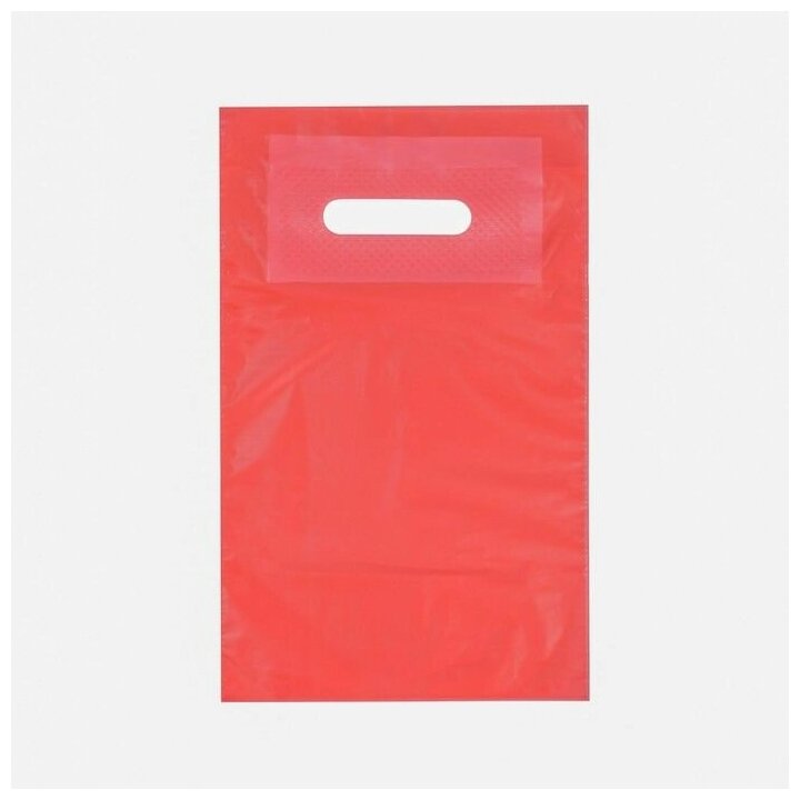 Пакет полиэтиленовый с вырубной ручкой, Красный 20-30 См, 30 мкм - фотография № 1
