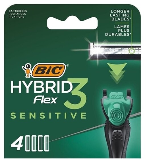 Сменные кассеты для бритья Bic Hybrid 3 Flex Sensitive, 4 шт