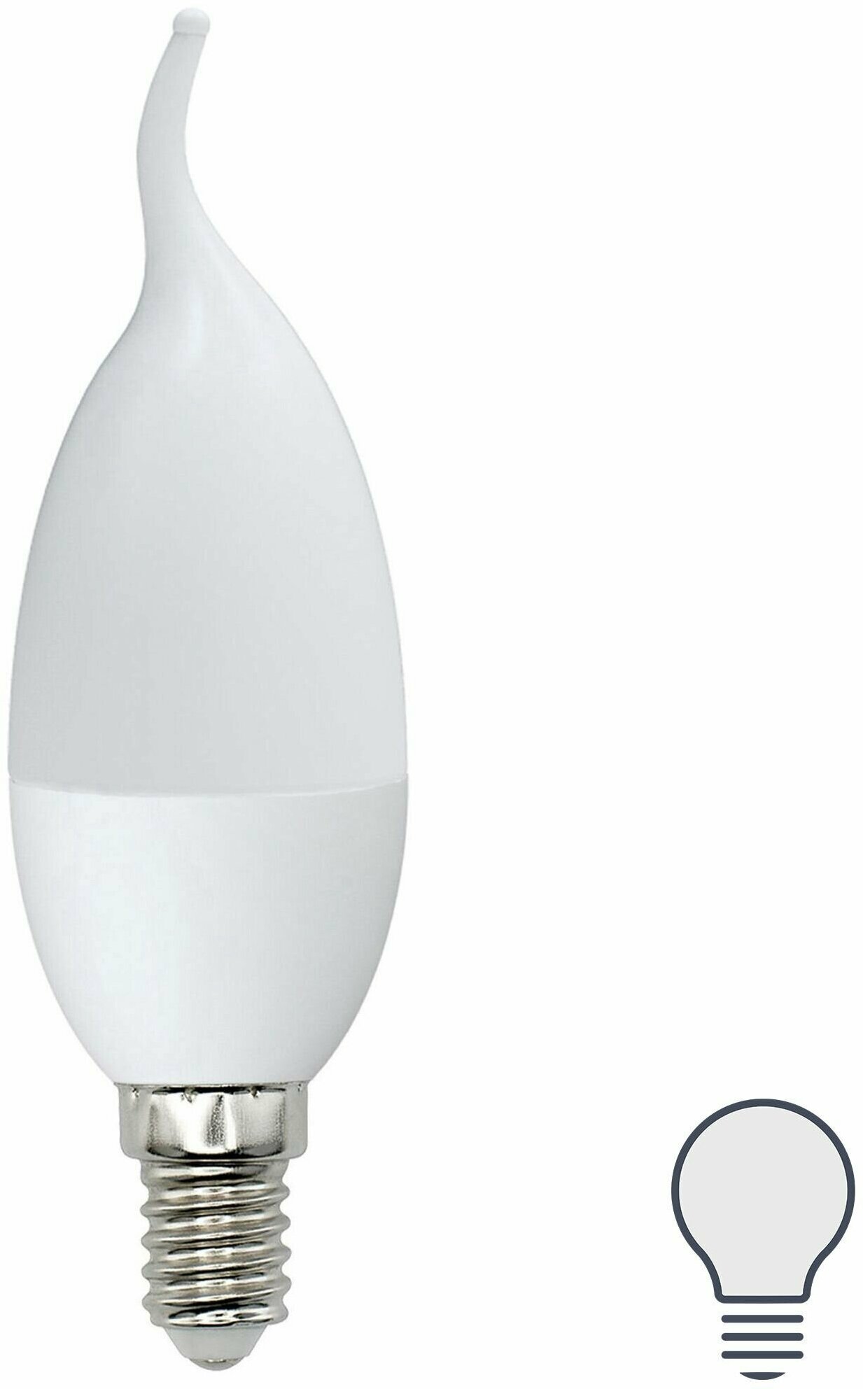 Лампа светодиодная Volpe E14 220-240 В 6 Вт свеча на ветру матовая 600 лм нейтральный белый свет