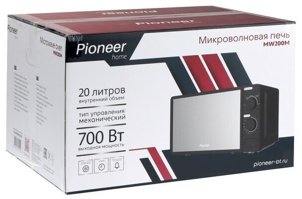 Микроволновая печь Pioneer MW200M, 20 л, 700 Вт, чёрно-серебристая - фотография № 7