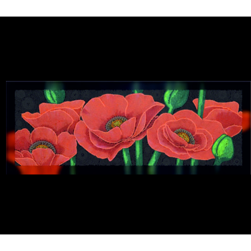 Алмазная мозаика Красные маки на подрамнике, 22х66 см, цветы