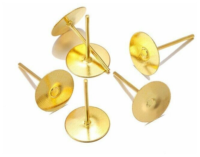 Пусеты/ Швензы гвоздики 50 пар (100 шт) диаметр 5 мм , силиконовые застежки заглушки, золотой