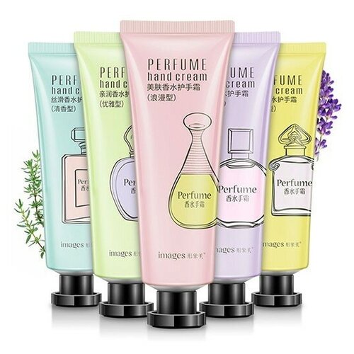 Набор парфюмированных кремов для рук IMAGES Hand Cream с экстрактами лаванды, жасмина, тимьяна и шалфея, гвоздики и чая, паули, 5 шт