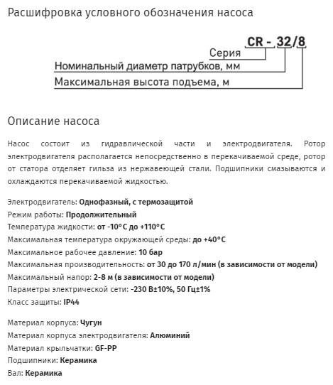 Циркуляционный насос STI CR 25/8-180 (228 Вт)