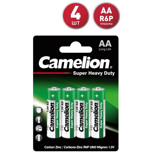 Батарейка Camelion R6P-BP4G, в упаковке: 4 шт.