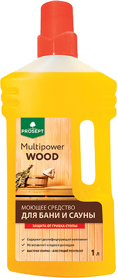 PROSEPT (Просепт) Моющее средство для бани и сауны Multipower Wood концентрат, 1 л