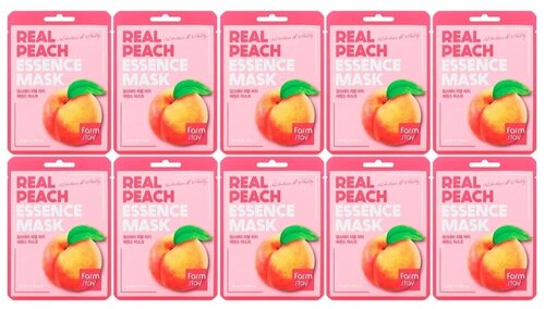 FarmStay Маска для лица тканевая с экстрактом персика, Real Peach Essence Mask, 10 шт