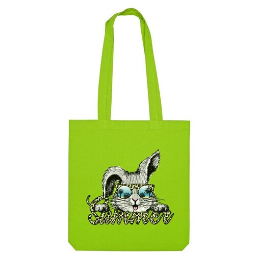 сумка заяц в очках белый Сумка шоппер Us Basic, зеленый