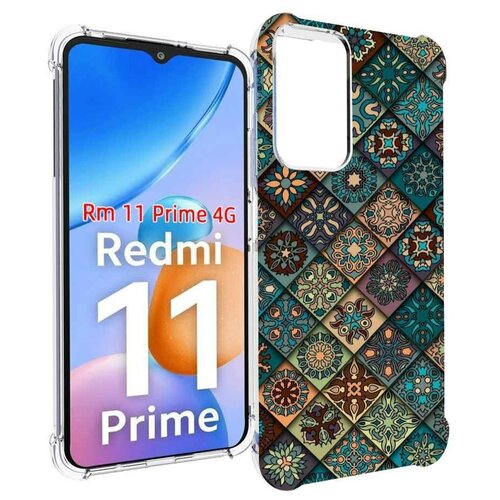 Чехол MyPads ячейки с арнаментами для Xiaomi Redmi 11 Prime 4G задняя-панель-накладка-бампер чехол mypads ячейки с арнаментами для xiaomi mi 11 экран 6 81 задняя панель накладка бампер