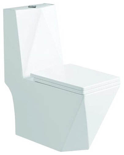 Унитаз моноблок SantiLine SL-5013 безободковый, с сиденье микролифт, цвет белый