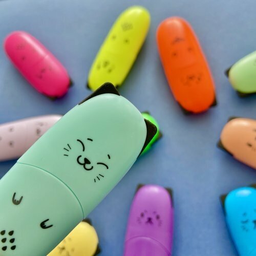 Набор текстовыделителей Meow Marker, 3 штуки, пастельный мятный, оранжевый, сиреневый Bruno Visconti - фото №5