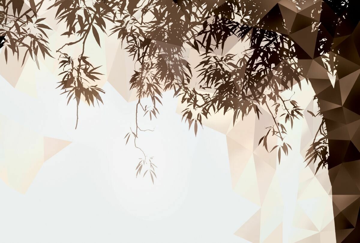 Фотообои флизелиновые с виниловым покрытием И 1717 Свисащие ветви на коричневой стене из пирамид 400х270см