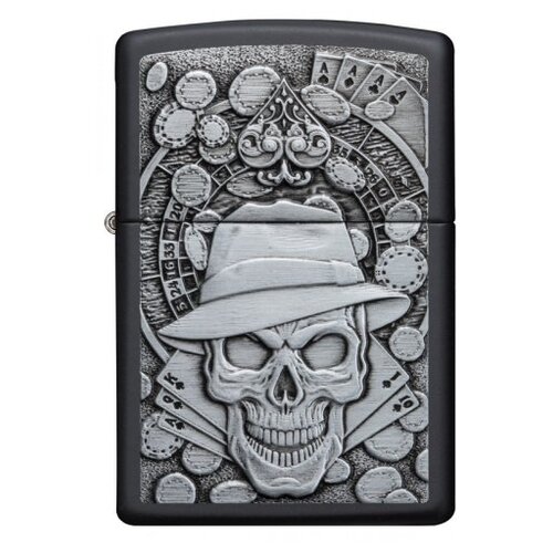 Zippo Classic зажигалка бензиновая Gambling Skull Black Matte 1 шт. 60 мл 60 г zippo classic зажигалка бензиновая herringbone sweep 1 шт 60 мл 56 7 г