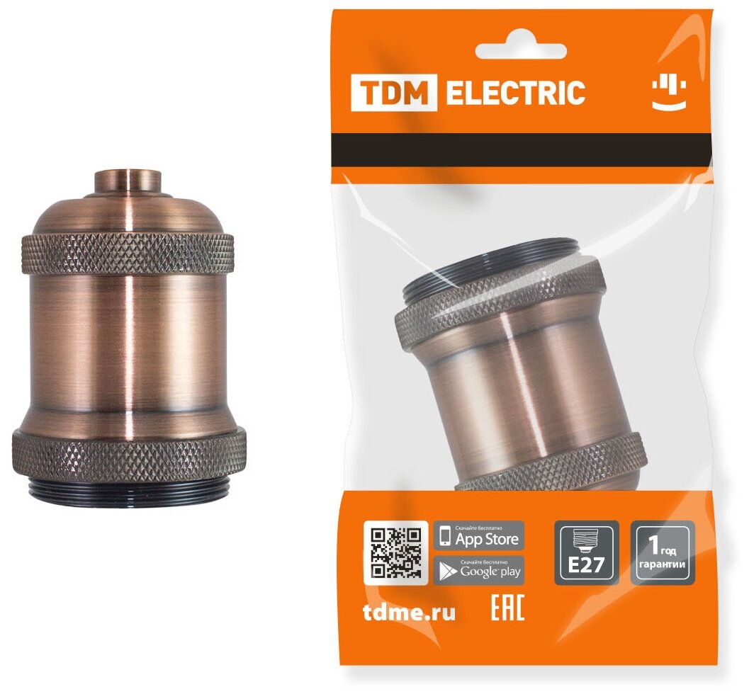 фото Патрон подвесной Е27, металлический "Лофт", медь TDM