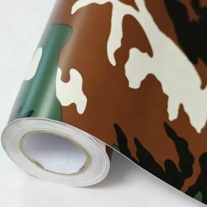 Виниловая самоклеящаяся плёнка камуфляж, для оклейки кузова авто 50х150 см, цвет: лесной