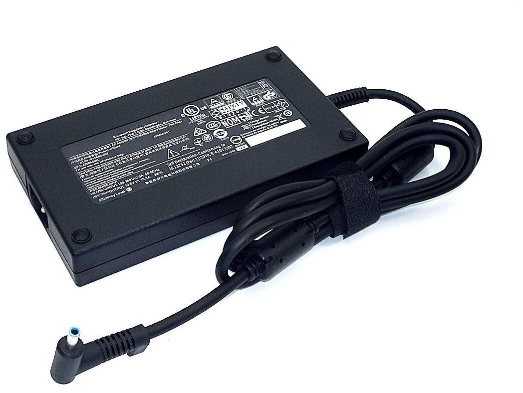 Блок питания (сетевой адаптер) для ноутбуков HP 19.5V 10.3A 200W 4.5x3.0 мм с иглой черный, с сетевым кабелем
