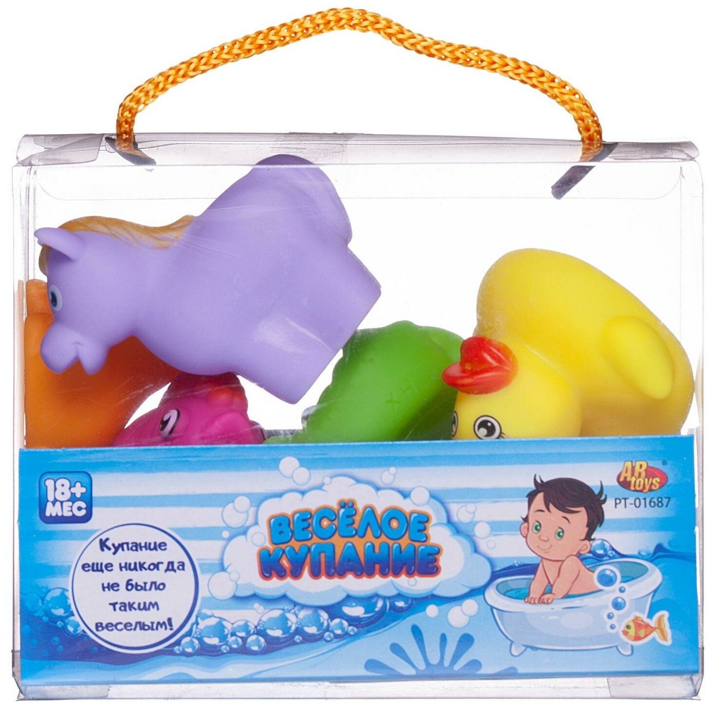 Набор резиновых игрушек для ванной Abtoys Веселое купание 8 предметов (набор 3), в сумке PT-01687