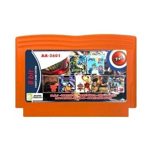 сборник игр 8 в 1 aa 2501 chip dale 1 2 darkwin duck contra 3 mario 9 8 bit английский язык Сборник игр 7 в 1 AA-2601 М. К.5(30 р.) + TURTLES 4 + MARIO BROS + CHIP and DALE 2 + TANK 90 + DARKWIN DUCK + LODE RUNER (8 bit) английский язык