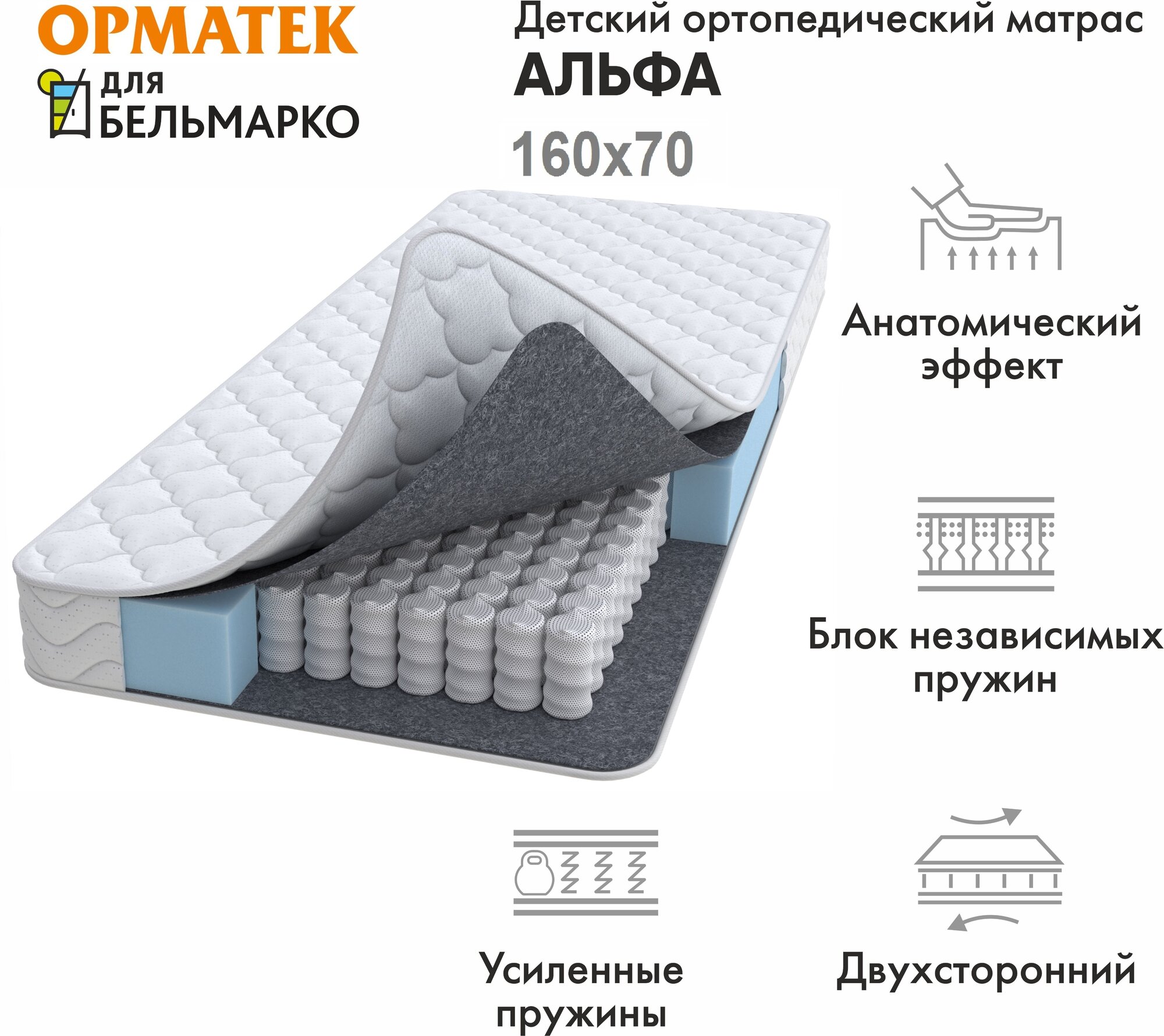 Матрас Бельмарко пружинный Альфа (Ириска)