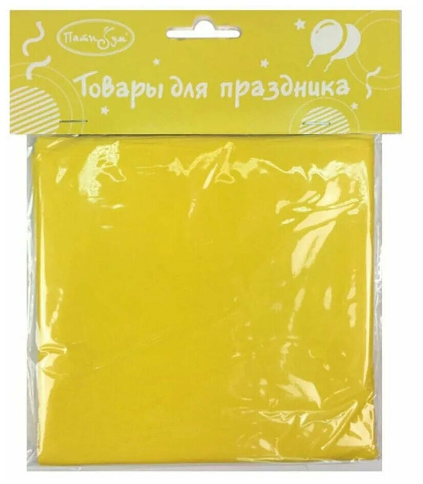 Скатерть праздничная, одноразовая, полиэтиленовая Riota, желтый, 121х183 см