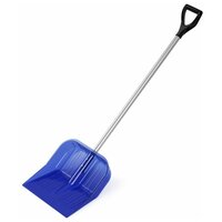 Лопата для уборки снега альтернатива М8833 430х420 мм, с черенком, синий/серый