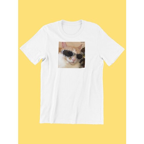 фото Футболка shulpinchik белая xxl мужская подростковая мем котик прикол подарок