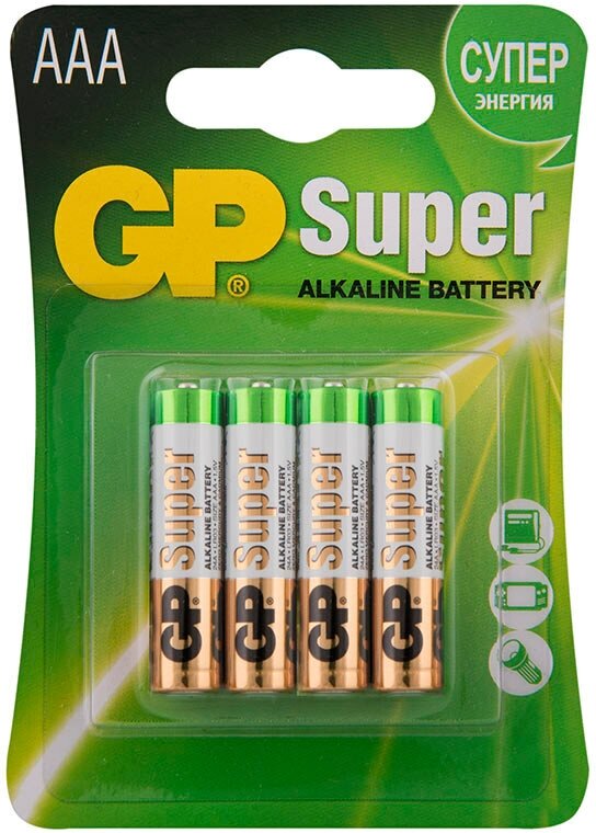 Батарейка GP Batteries Super AAA мизинчиковая LR03 1,5 В (4 шт.)