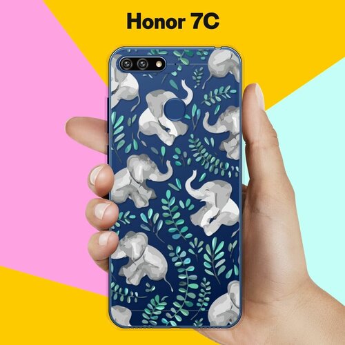 Силиконовый чехол Узор из слонов на Honor 7C силиконовый чехол узор из слонов на honor 9c